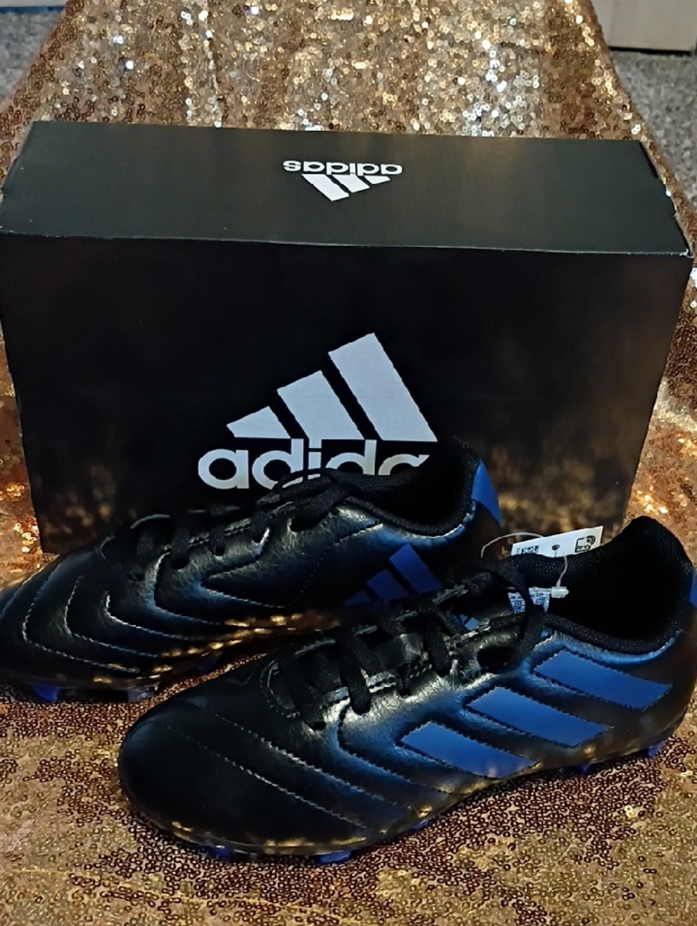 adidas Men's Black and Blue Athletic Soccer Cleats